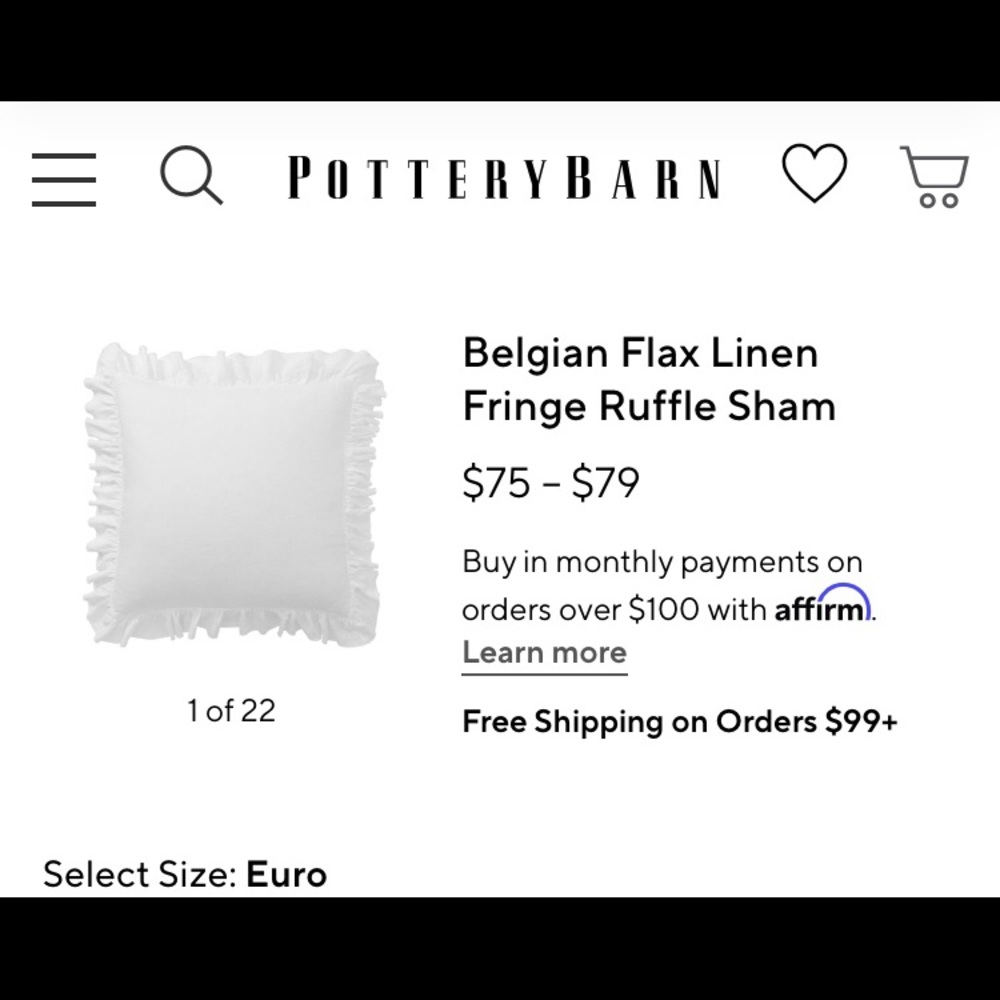 Pottery barn linen ruffle euro shams 26x26 (2)